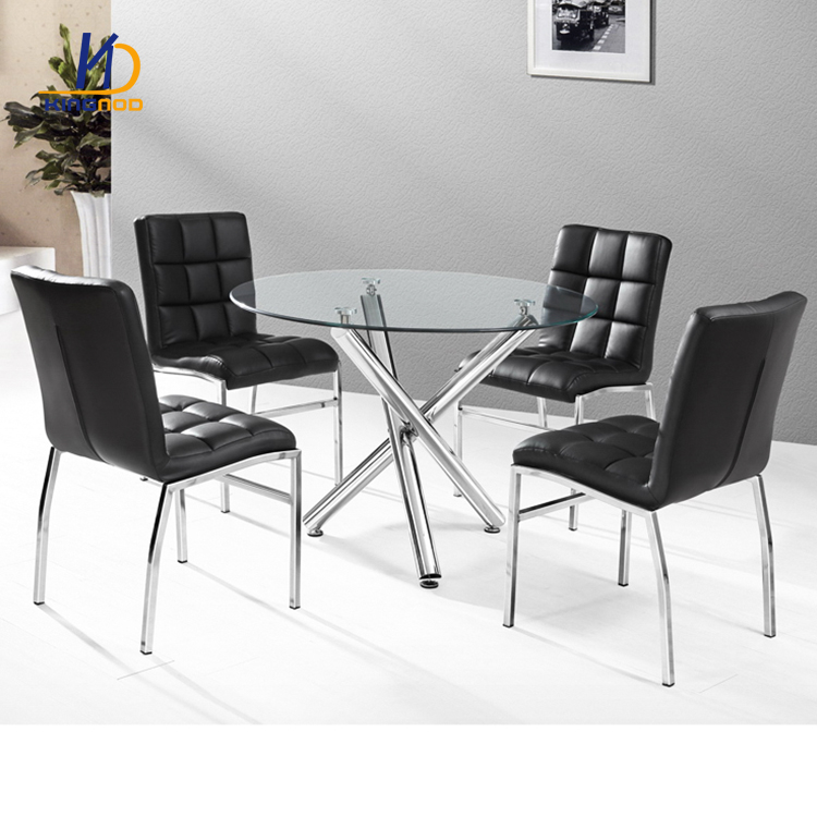 KINGNOD Living Room Furniture PU Leather Dining Chair with Chromed Legs