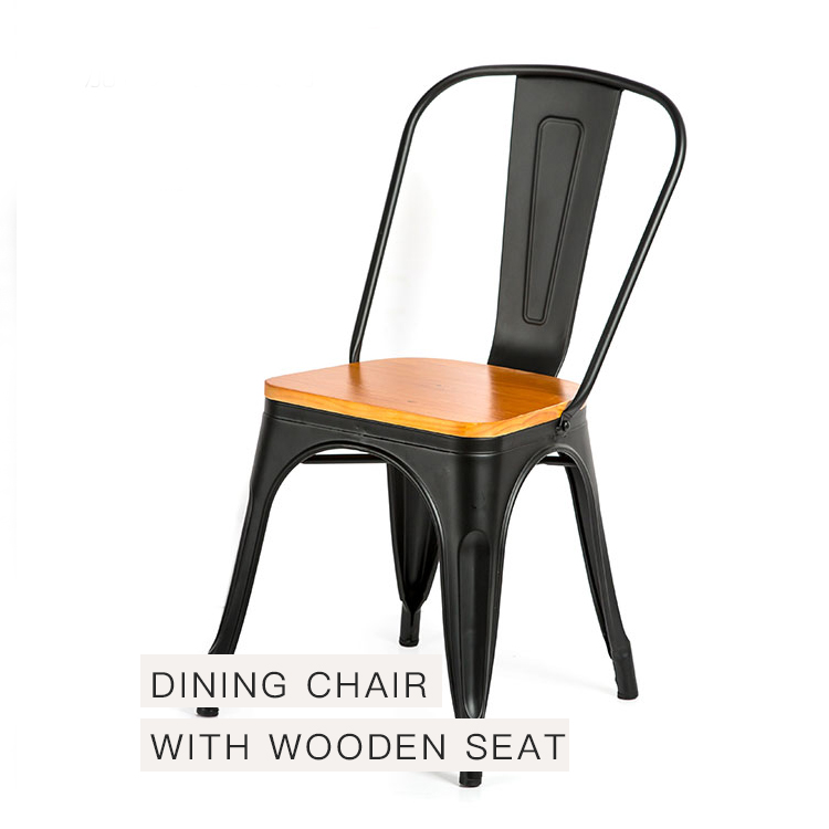 KINGNOD Elegant Design Durable Metal Dining Chair with Wood Seat