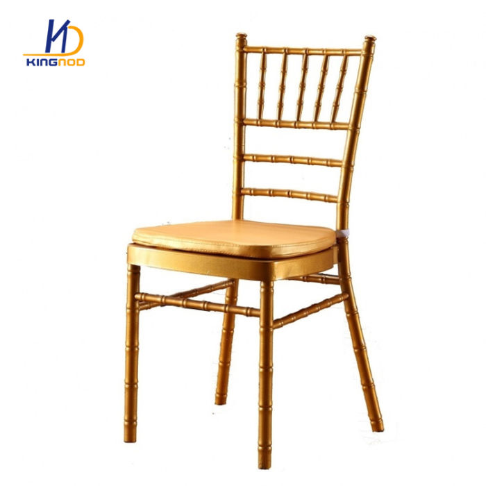 KINGNOD Cheap Stackable Chiavari Golden Wedding Banquet Metal Chair