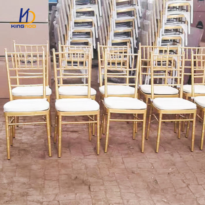 KINGNOD Cheap Stackable Chiavari Golden Wedding Banquet Metal Chair