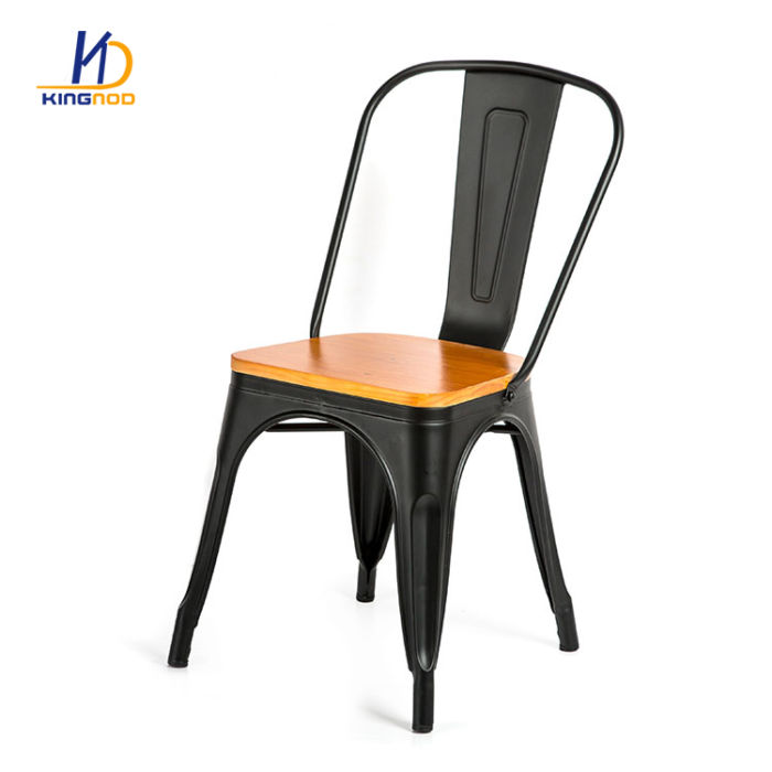 KINGNOD Elegant Design Durable Metal Dining Chair with Wood Seat