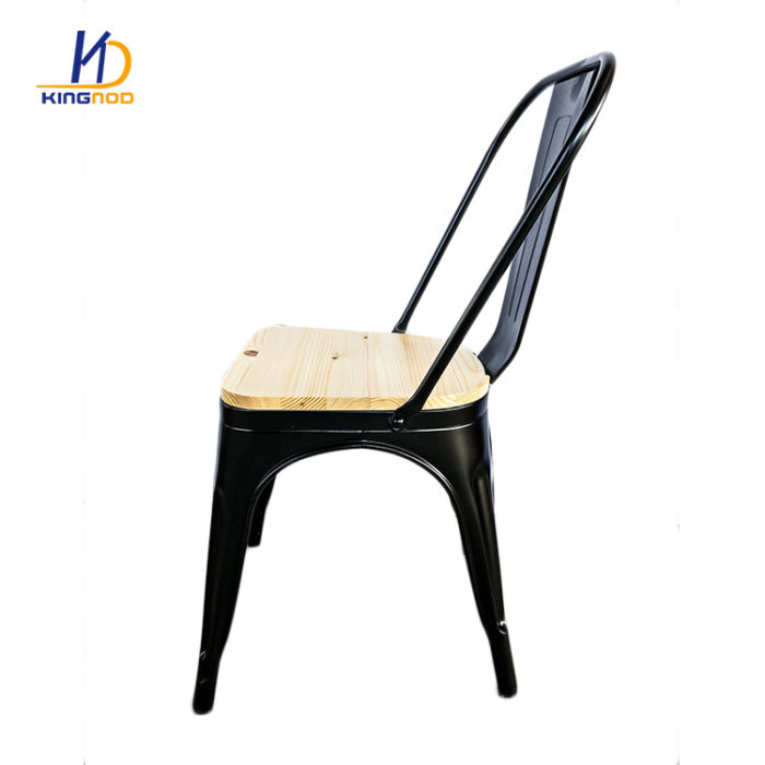 KINGNOD Elegant Design Durable Metal Dining Chair with Wood Seat