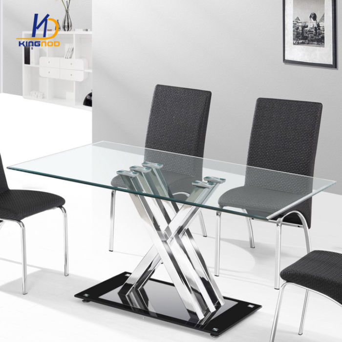 KINGNOD High Quality Dining Table Tempered Glass Dining Room Tables