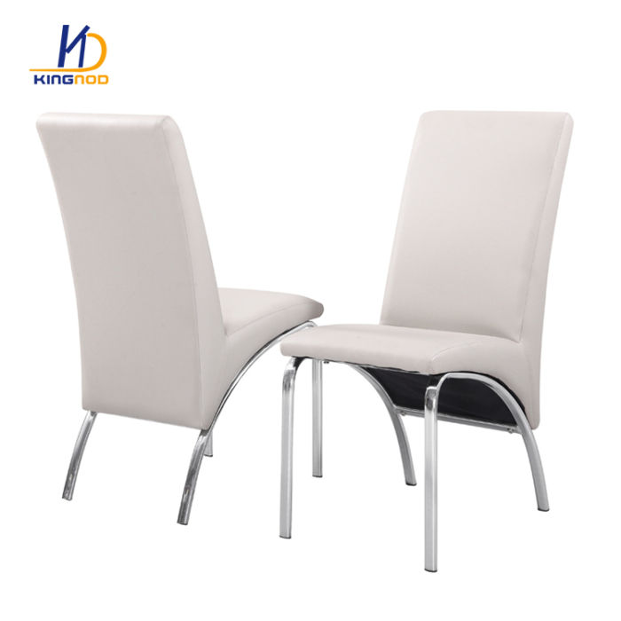 KINGNOD Square Table Dinner Set Pu leather dining chair chromed glass table