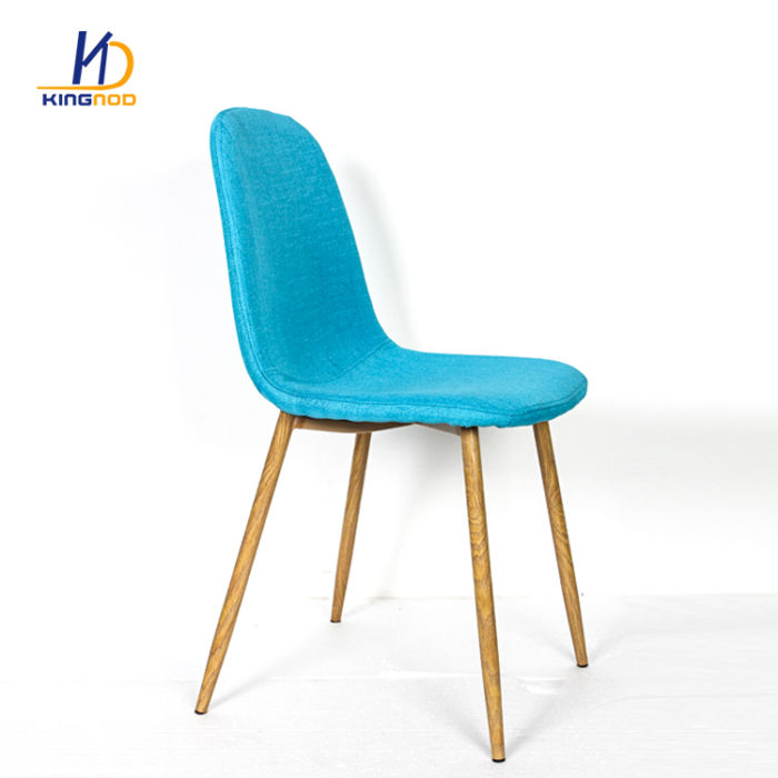 Kingnod Modern Fabric Covered Hot Transfer Wooden Pattern Metal Legs Dining Chair