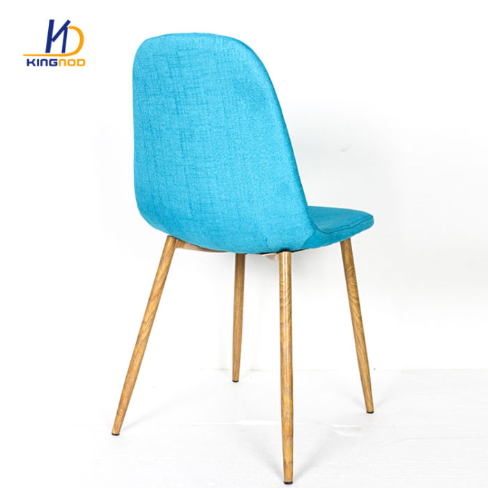 Kingnod Modern Fabric Covered Hot Transfer Wooden Pattern Metal Legs Dining Chair