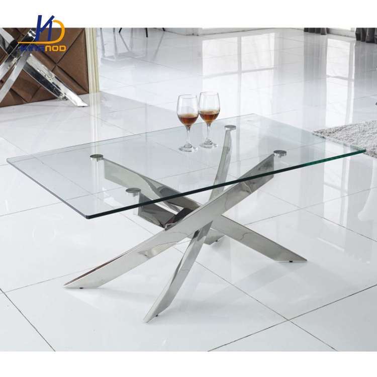 Custom Living Room Furniture 8mm Transparent Tempered Glass Dining Coffee Table