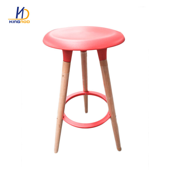 European Most Popular Restaurant Plastic high Bar Stools With Wood Legs