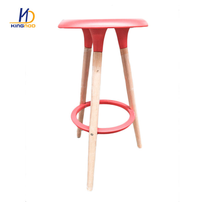 European Restaurant Plastic high Bar Stools With Wood Legs