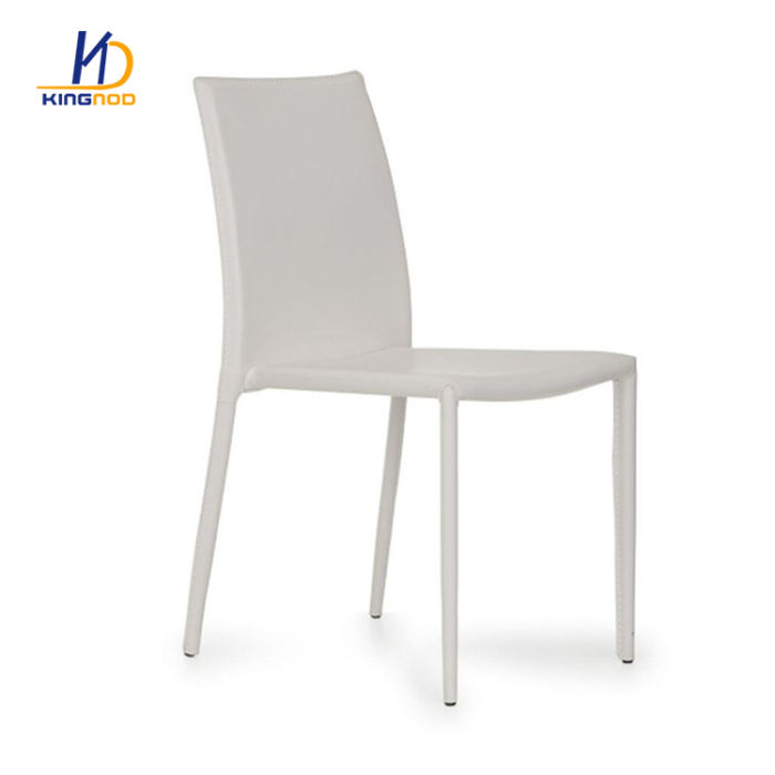 Genuine Italian Dining Room Modern Stacking White PU Leather Chairs