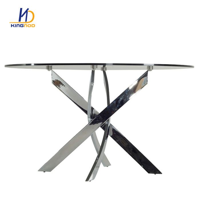 High-Quality Custom Furniture 8mm Transparent Tempered Glass Dining Coffee Table With Chromed Frames