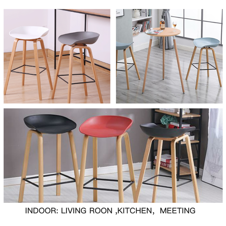 Hot Sale Modern Outdoor Plastic Seat High Bar Stool Chair With Metal Leg Painted