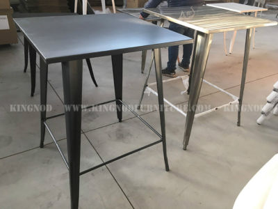 Industrial Removable Metal Top Dining Table