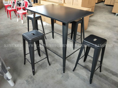 Industrial Removable Metal Top Dining Table Dining Table Sets