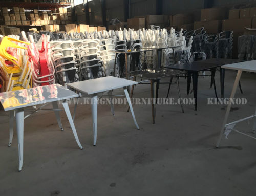 KINGNOD DT-2003 Replica Industrial Restaurant Dining Table Sets Metal Frame Table Industrial