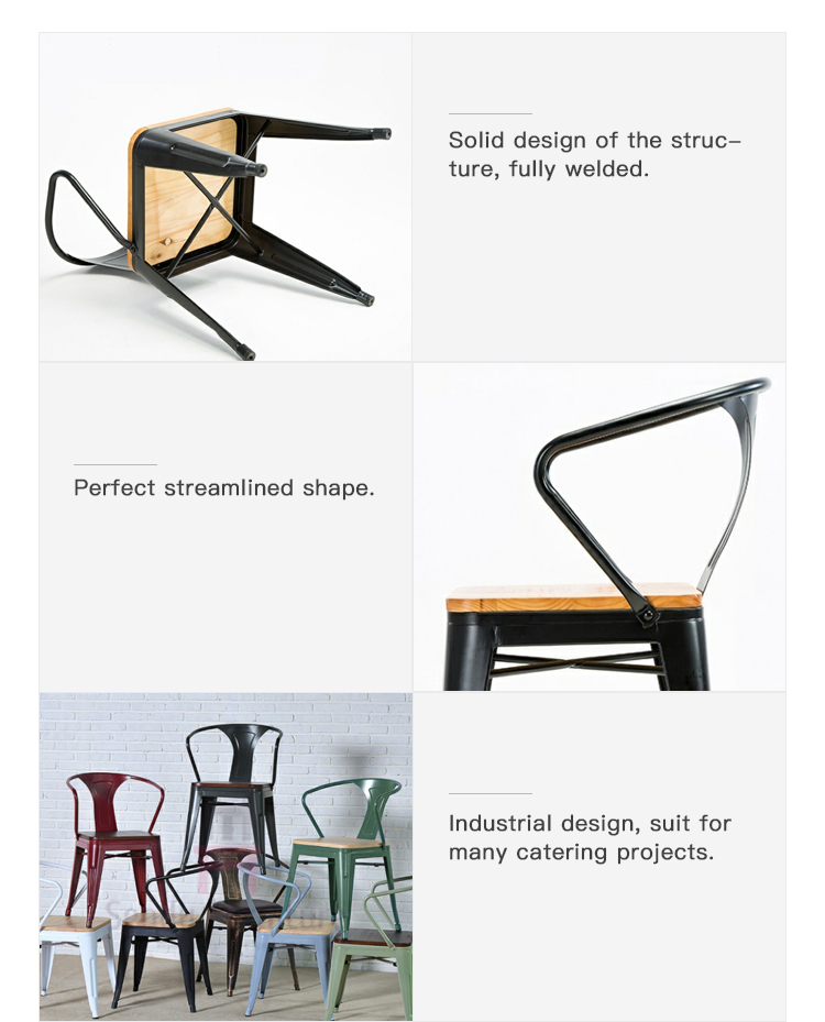 Industrial Style Design Metal Bistro Armchair Cafe Tolix Metal Chair