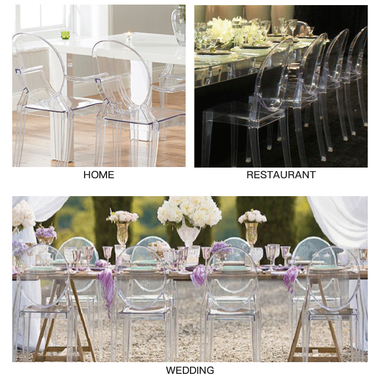 KINGNOD Clever Plastic Chair Stackable Transparent Dining Room Chair