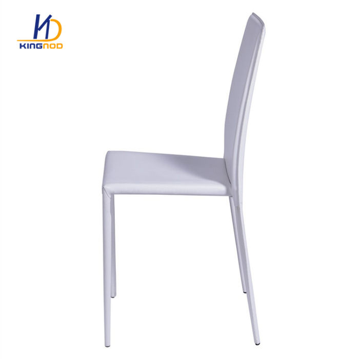 KINGNOD Dining Room Stacking White PU Leather Chairs