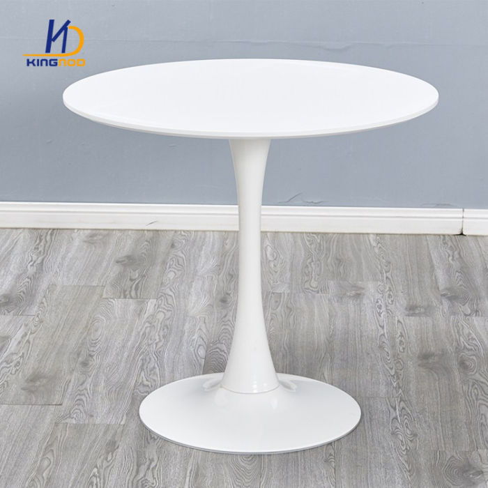 KINGNOD MDF Matte Gloss Metal Frame Round Top Table