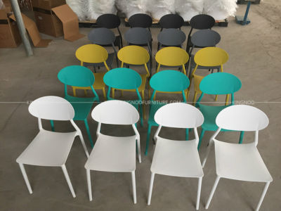 Modern Chairs Metal Leg Restaurant Dining Stacking Plastic Chair
