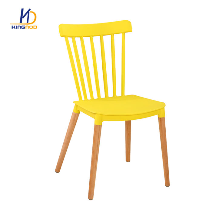 Plastic Home Living Room Restaurant Modern Furniture Backrest Wood Leg Chair