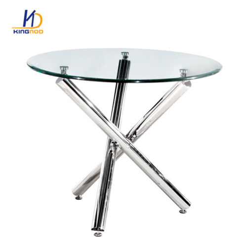 Top Clear Tempered Glass Round Top Coffee Table 8mm With Chromed Legs