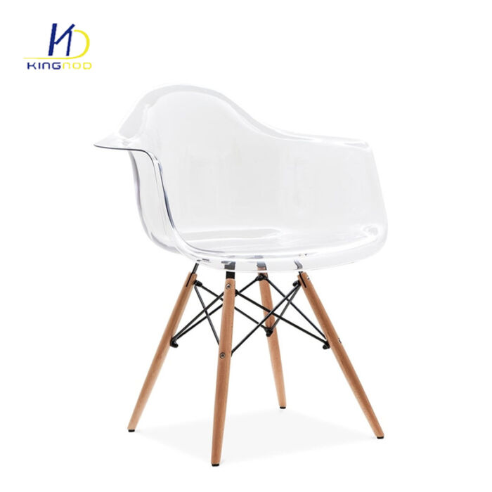 Factory price colorful PC dining chair nordic design dining chair with wooden legs C-438PC - Image 2