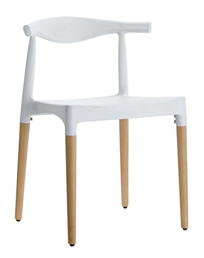 Wholesale Interior Cateferia Commercial Nordic PP Plastic Dining Chair With Wood Legs