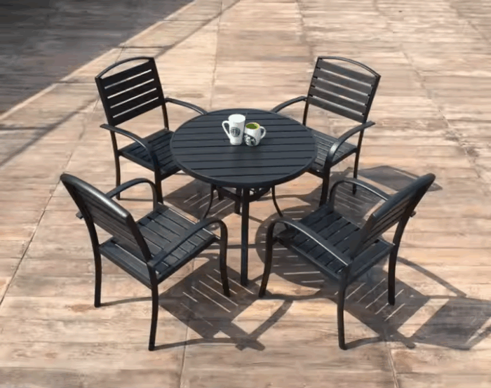 Outdoor Patio Furniture Set Steel Frame Wpc Garden Sets C-934+DT-934